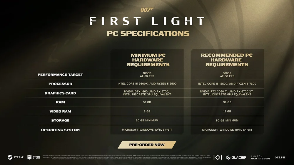 007 first light minimum and recommended specs