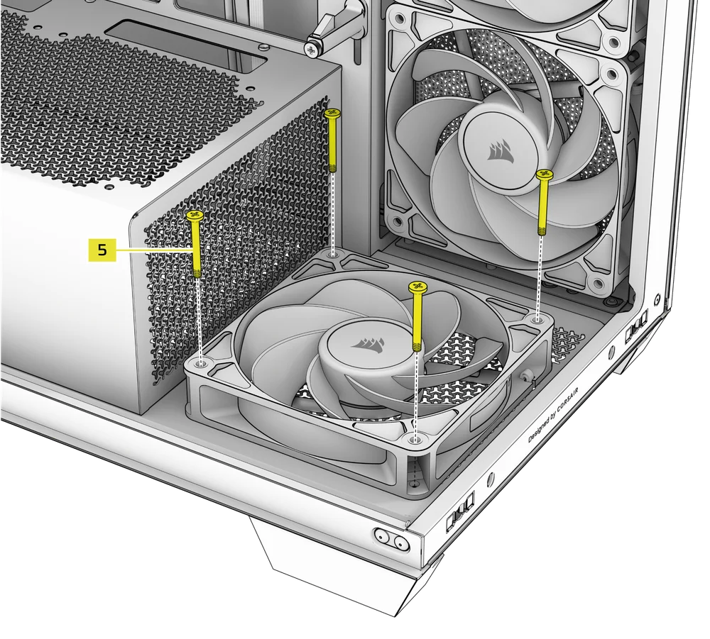 2800X - Installing the Fans on the Bottom or PSU Shroud - QSG Visual