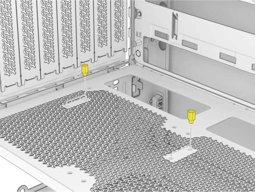 Standoffs being installed on a PSU Shroud - QSG Visual