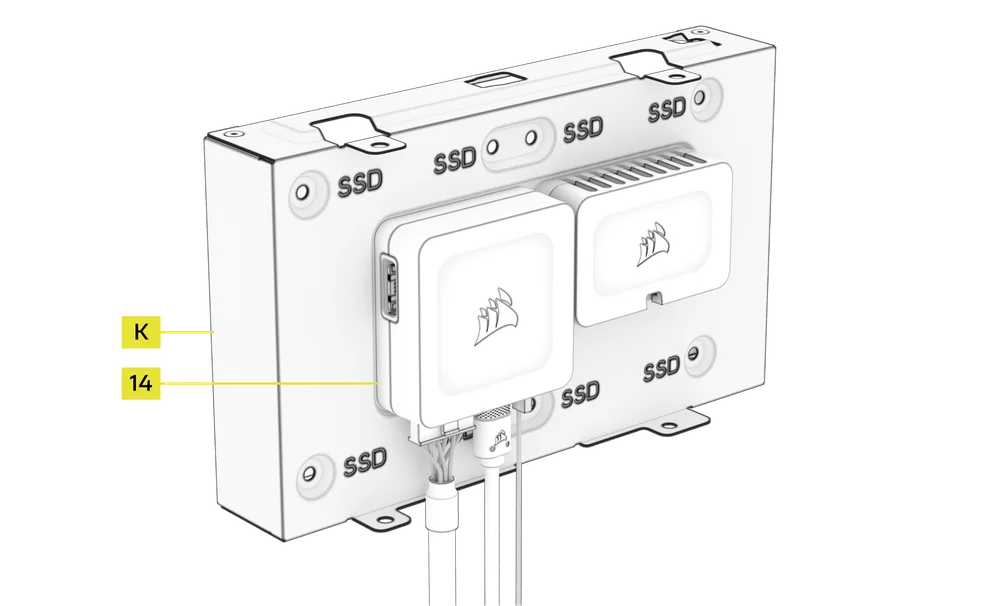 iCUE LINK System Hub installed on the AIR 5400 Combination Drive Plate - QSG