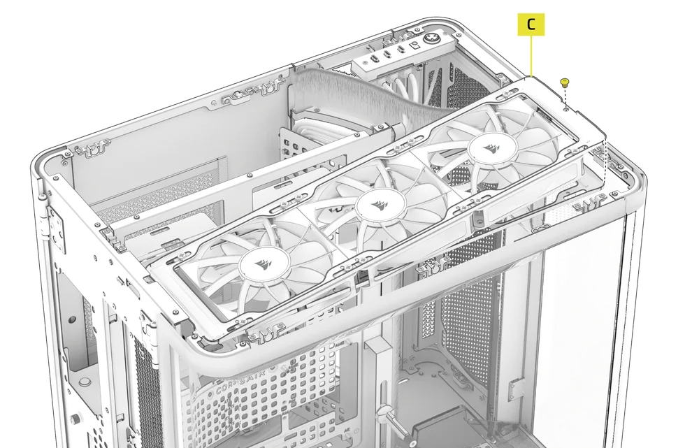Top Fan Tray with the fans being installed onto the AIR 5400 - QSG