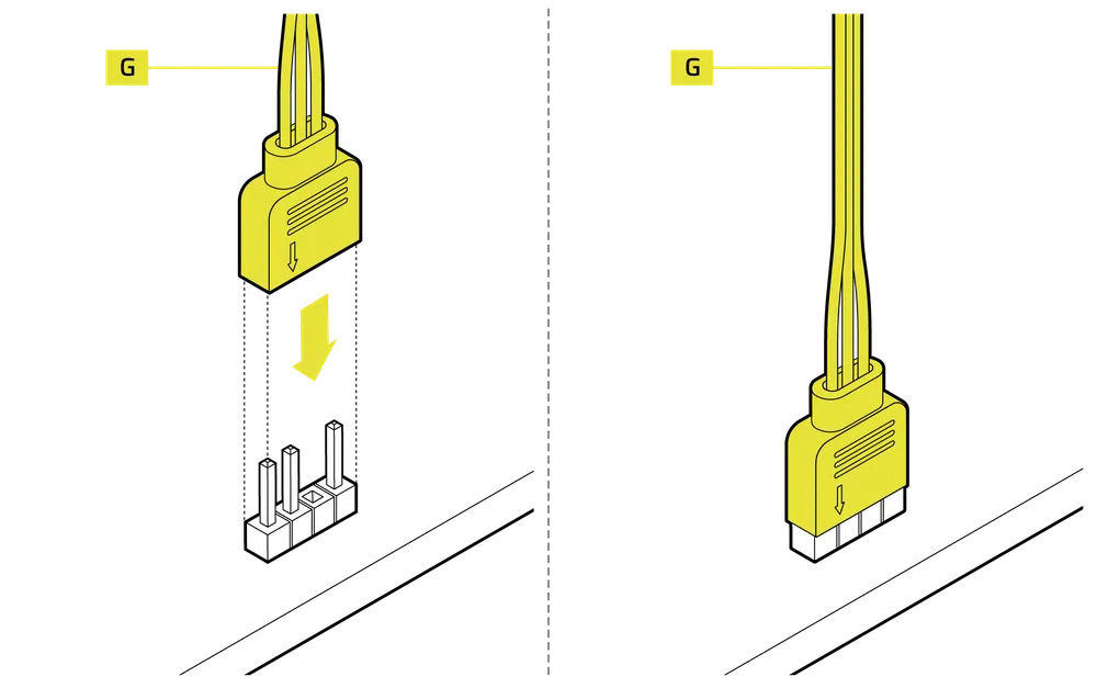 ARGB extension cable connection to the motherboard - QSG Visual