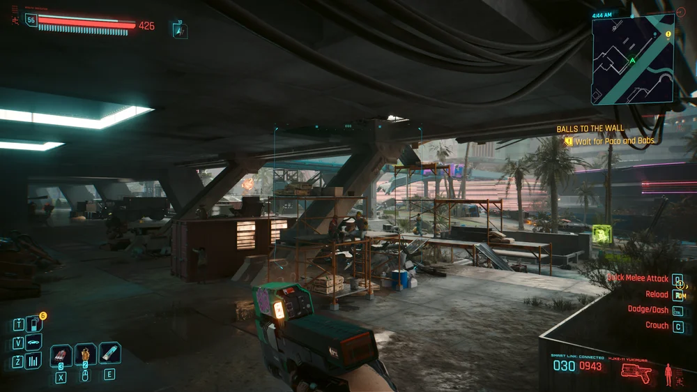 Screenshot from Cyberpunk 2077 showing ray traced shadows