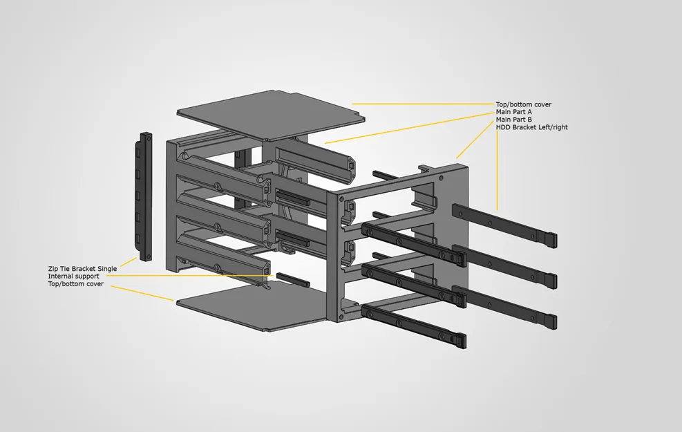 FRAME printable Drive cages exploded diagram