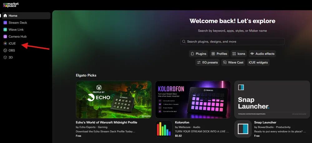 Elgato Marketplace icue widget
