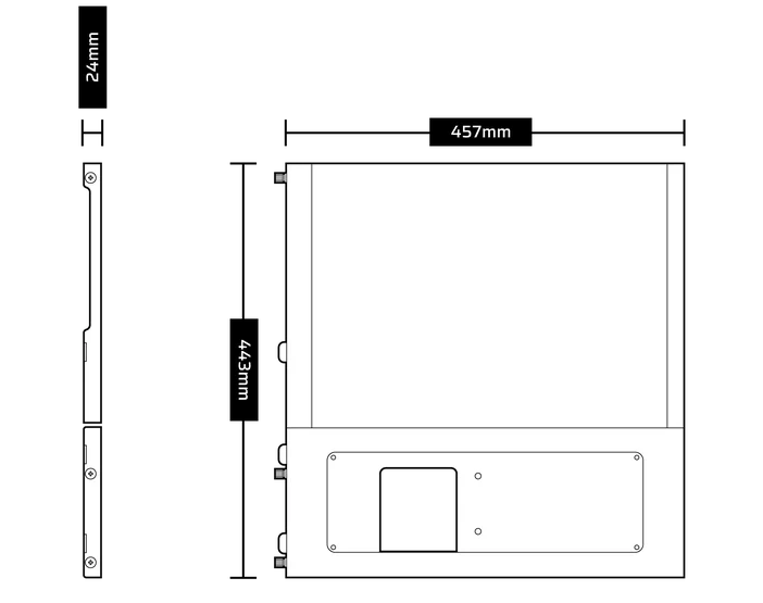 Dimensions illustration of LCD Mounting Kit for FRAME 4000 - QSG