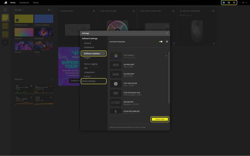 iCUE SCREEN update - QSG