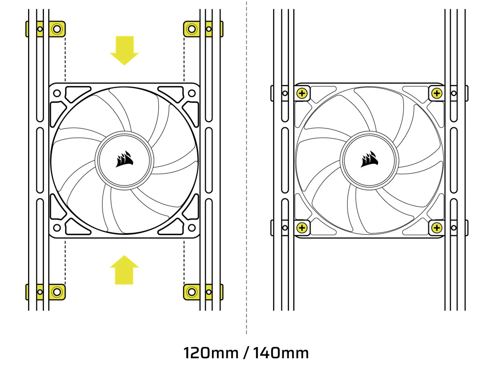 Mounting 120mm / 140mm Fans onto the front Infinirails - QSG