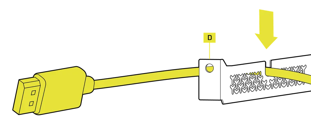 DisplayPort Cable Inserted Into a PCIe Slot Cover Cutout Notch - QSG Visual