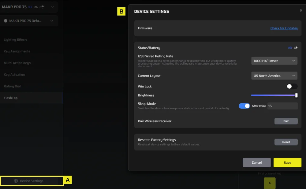 MAKR_PRO_75_Device_Settings