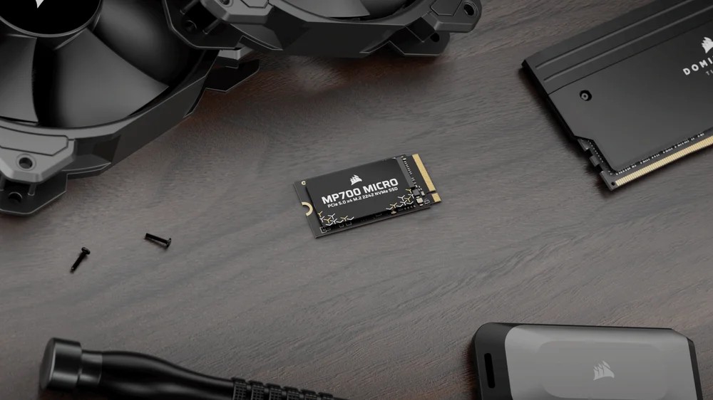 MP700 MICRO SSD on a workbench