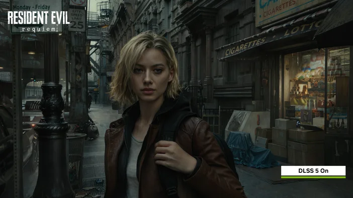 Nvidia dlss 5 example resident evil requiem on