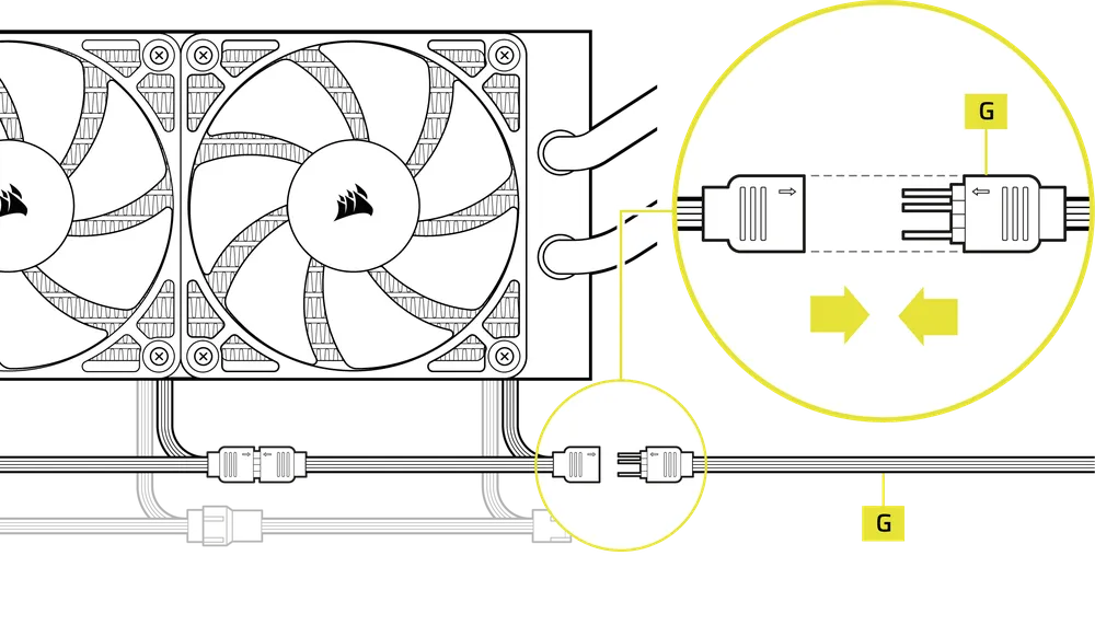 ARGB extension cable connection to the RS ARGB fan - QSG Visual