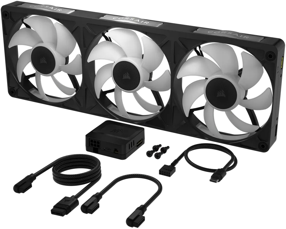 iCUE LINK RX360 RGB II Box Contents With System Hub - QSG Visual