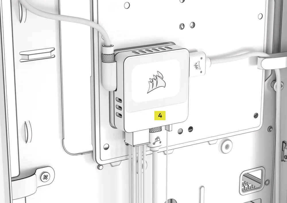 iCUE LINK System Hub being mounted in the case - QSG Visual