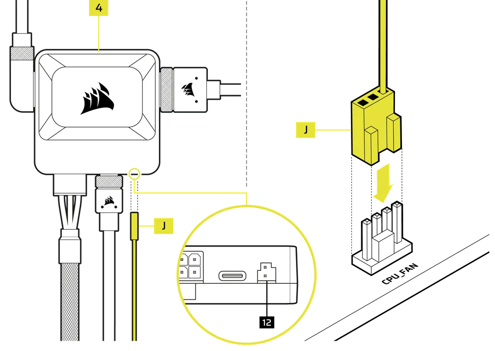 iCUE LINK System Hub Tach Cable Connection - QSG Visual