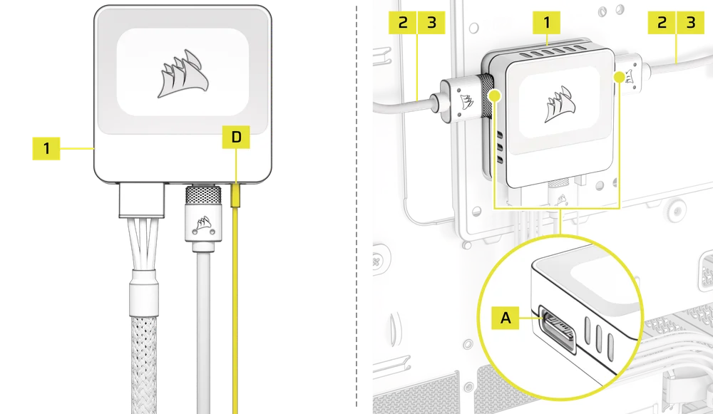 Tach Cable connection to System Hub - QSG Visual