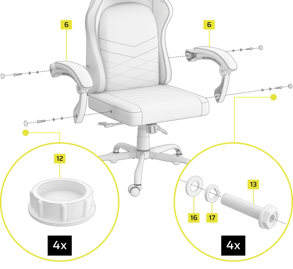 TC80 QSG - Attaching the Armrests