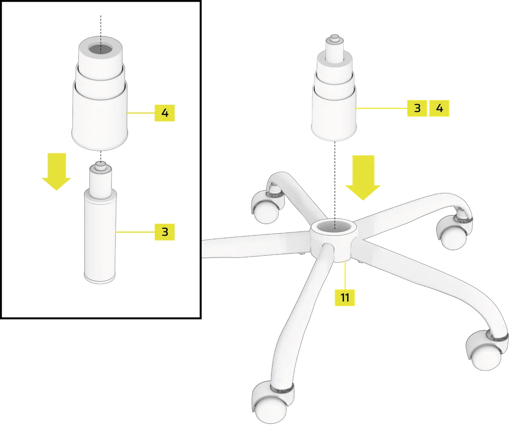 TC80 Chair QSG - Inserting the Piston