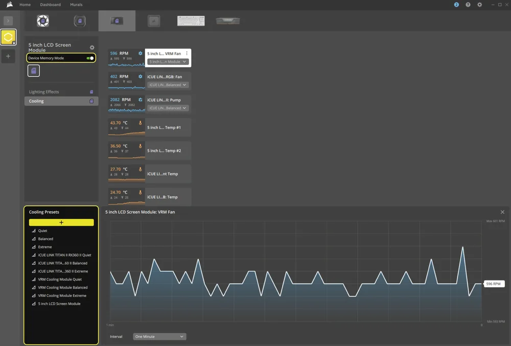 iCUE Device Memory Mode for Cooling - TITAN II - QSG Visual