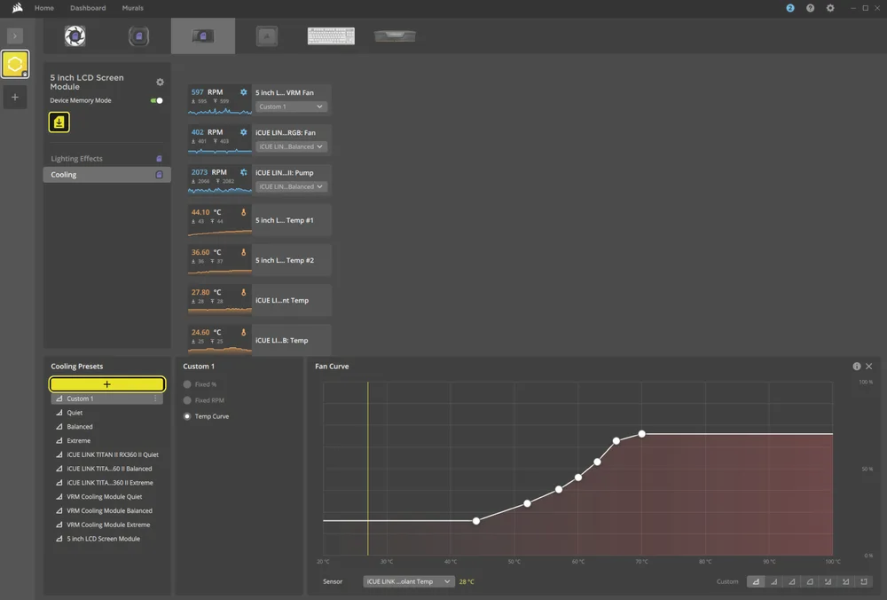 iCUE Device Memory Mode for Cooling - TITAN II - QSG Visual