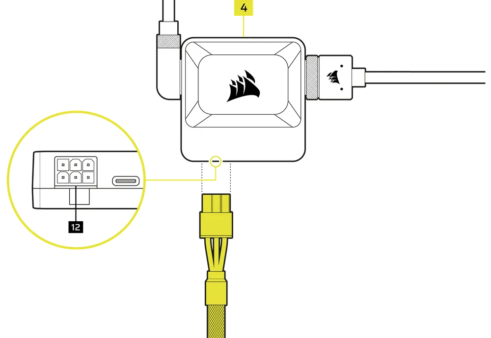 iCUE LINK System Hub Power Connection - QSG Visual