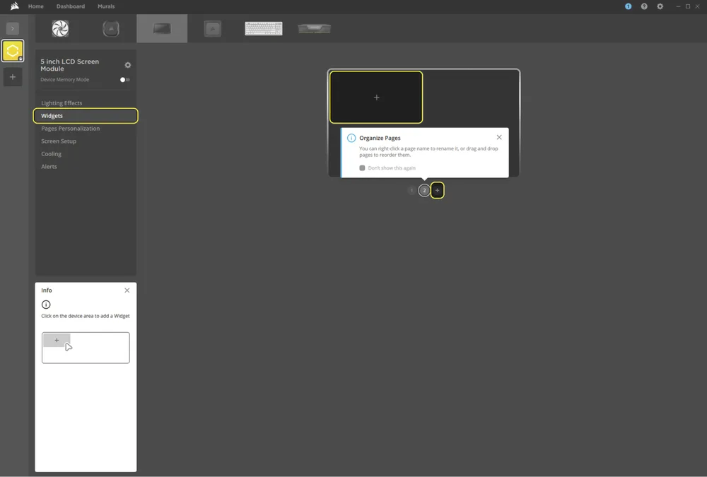Widgets Screen in iCUE for TITAN II LCD - QSG Visual