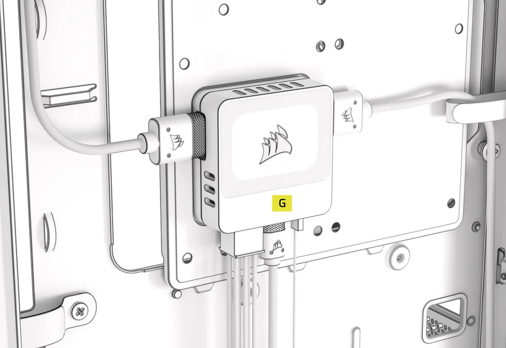 iCUE LINK System Hub being mounted in the case - QSG Visual