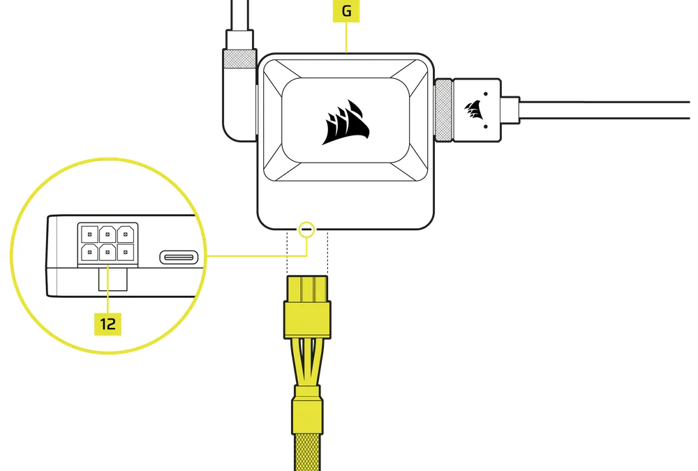 iCUE LINK System Hub Power Connection - QSG Visual