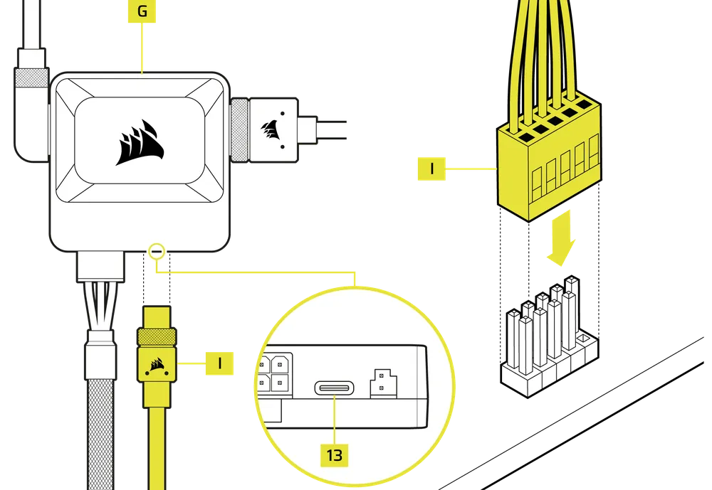 iCUE LINK System Hub USB Cable Connection - QSG Visual