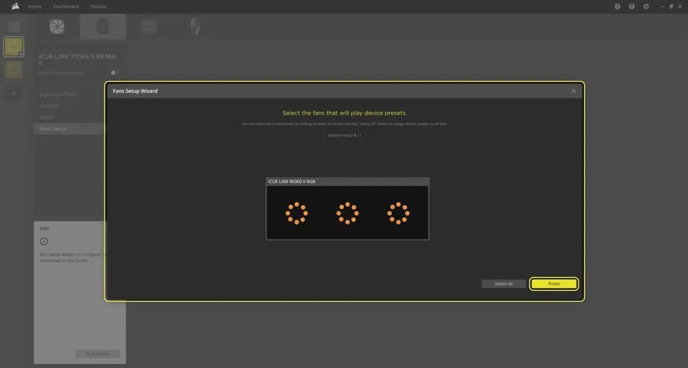iCUE screen - Fans Wizard - TITAN II - QSG Visual