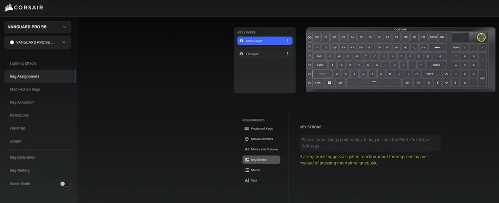 Vanguard 96 g key assign hotkey
