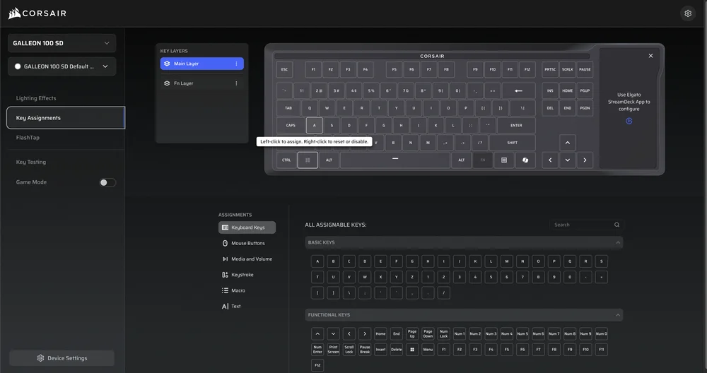 galleon100sd webhub key assignments