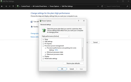 how to disable core parking