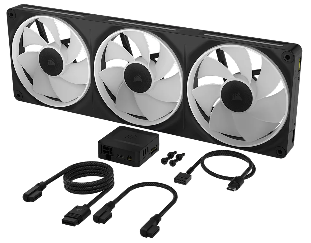 iCUE LINK LX-R 360 RGB Black Box Contents with System Hub