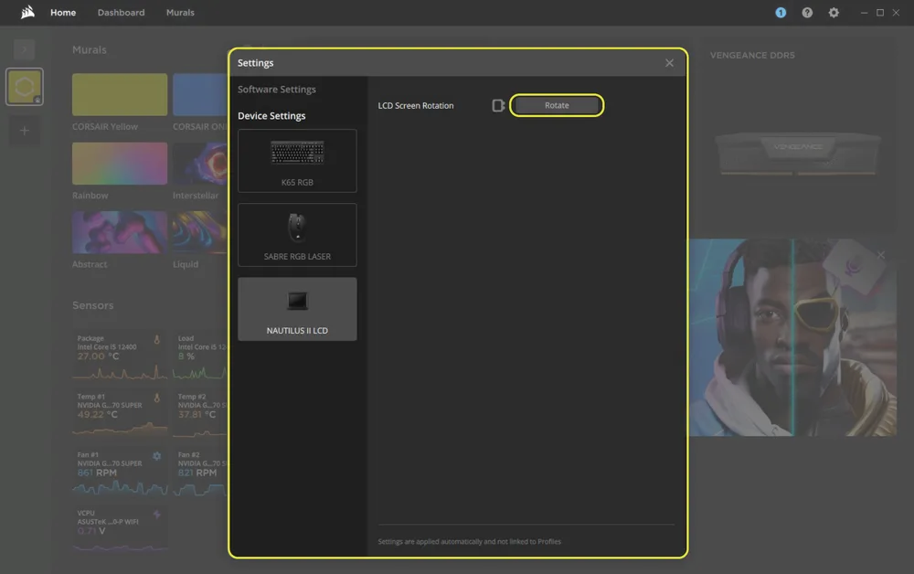 iCUE Screen Rotation on Nautilus II - QSG Visual