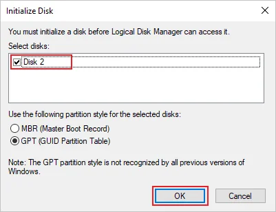 initialize disk
