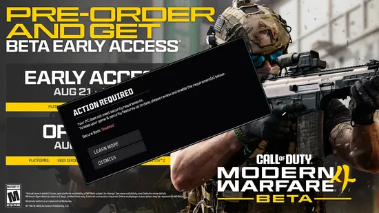 mw4 beta secure boot disabled