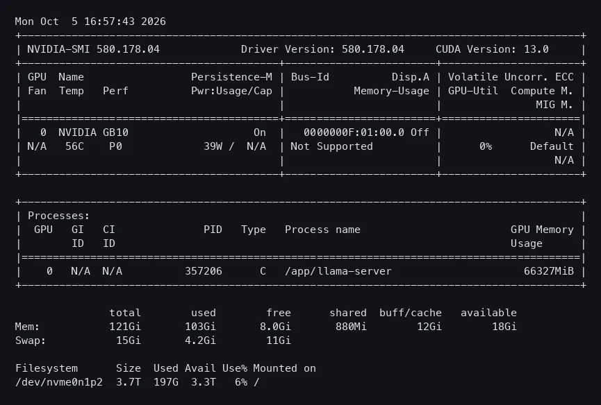 DGX Spark nvidia-smi GB10 serving Qwen3.8-Flash-Next