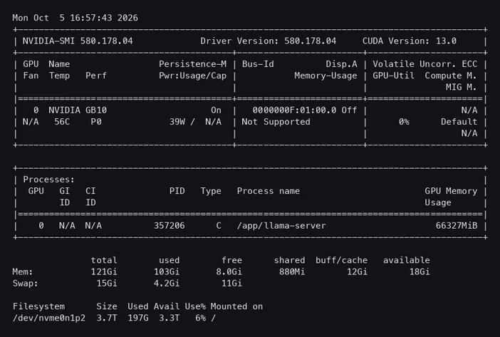 DGX Spark nvidia-smi GB10 serving Qwen3.8-Flash-Next