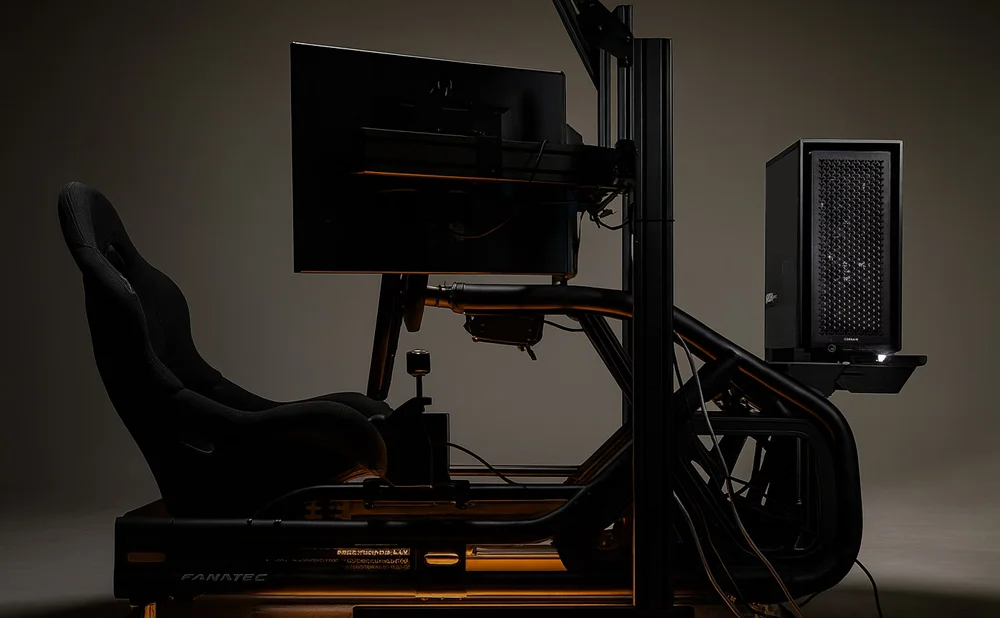 racing simulator pc setup side view