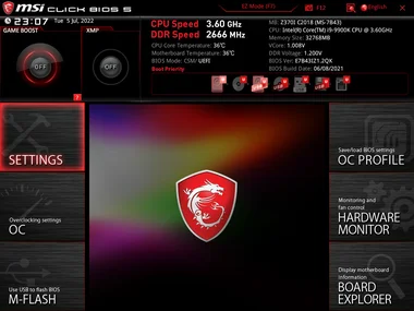 update corsair system bios - bios home screen