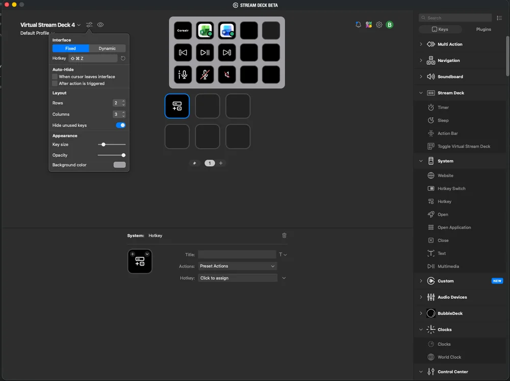 virtual stream deck different hotkey launch