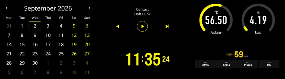 xeneon edge calendar and clock