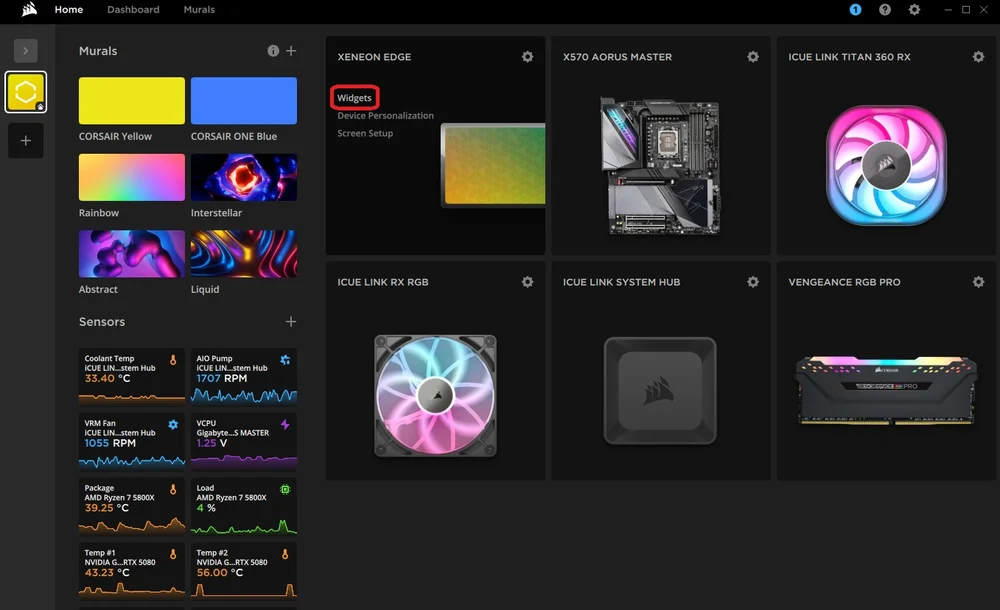 xeneon edge simhub widget step 1