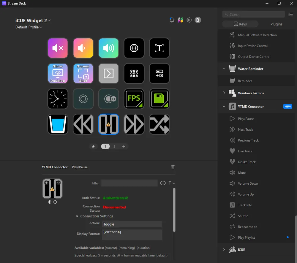 xeneon edge widget in stream deck software